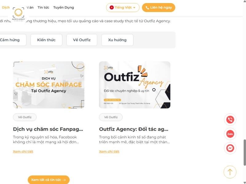 Dịch vụ thiết kế trang web Đà Nẵng tích hợp Messenger, Zalo và ứng dụng chat chuẩn SEO từ Outfiz Agency