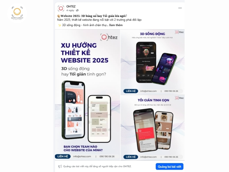 hăm sóc Fanpage Facebook Outfiz Agency tích hợp nội dung, quảng cáo và quản trị Fanpage chuyên nghiệp