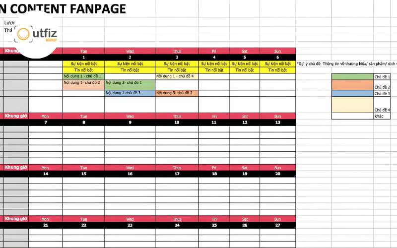 Mẫu plan content cho fanpage chi tiết, dễ áp dụng. Hướng dẫn xây dựng chiến lược nội dung fanpage, lập kế hoạch content hiệu quả theo từng mục tiêu truyền thông.