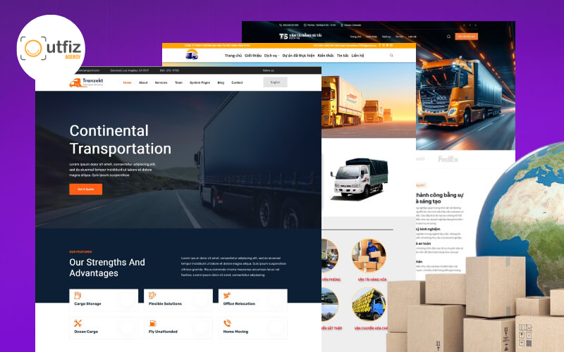 Thiết kế website logistics chuẩn SEO, giao diện chuyên nghiệp, tích hợp tra cứu vận đơn, tối ưu chuyển đổi. Outfiz Agency nhận thiết kế website vận tải hiệu quả.