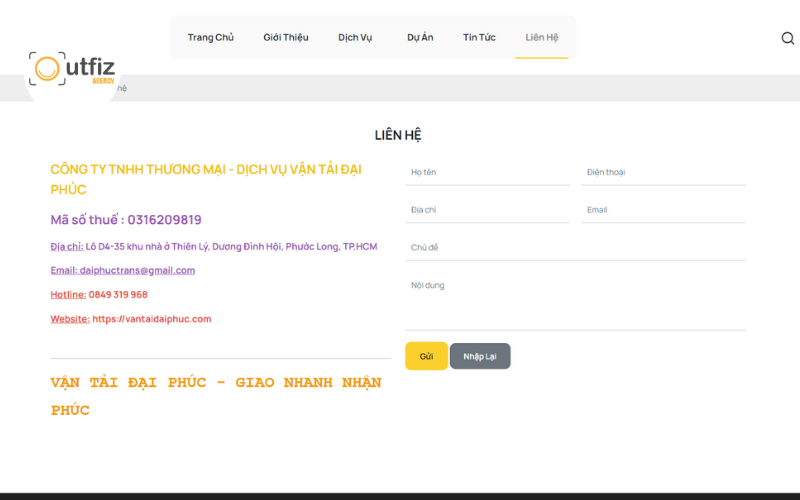 Thiết kế website logistics chuẩn SEO, giao diện chuyên nghiệp, tích hợp tra cứu vận đơn, tối ưu chuyển đổi. Outfiz Agency nhận thiết kế website vận tải hiệu quả.