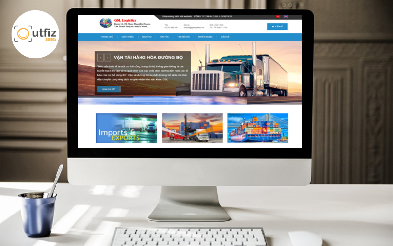 Thiết kế website logistics chuẩn SEO, giao diện chuyên nghiệp, tích hợp tra cứu vận đơn, tối ưu chuyển đổi. Outfiz Agency nhận thiết kế website vận tải hiệu quả.
