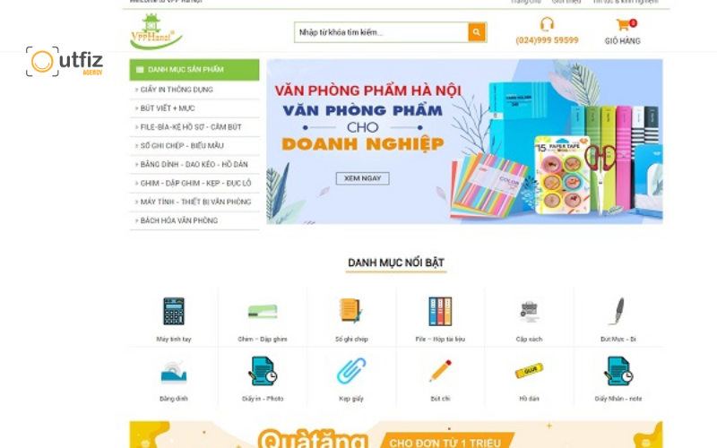 Thiết kế website văn phòng phẩm chuẩn SEO, giao diện đẹp, tối ưu bán hàng đa thiết bị, giúp tăng đơn và xây dựng thương hiệu bền vững cùng Outfiz Agency.