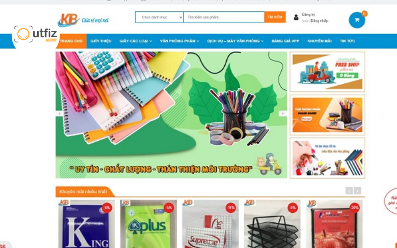 Thiết kế website văn phòng phẩm chuẩn SEO, giao diện đẹp, tối ưu bán hàng đa thiết bị, giúp tăng đơn và xây dựng thương hiệu bền vững cùng Outfiz Agency.