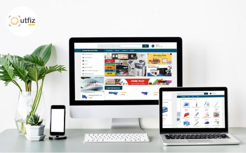 Thiết kế website văn phòng phẩm chuẩn SEO, giao diện đẹp, tối ưu bán hàng đa thiết bị, giúp tăng đơn và xây dựng thương hiệu bền vững cùng Outfiz Agency.