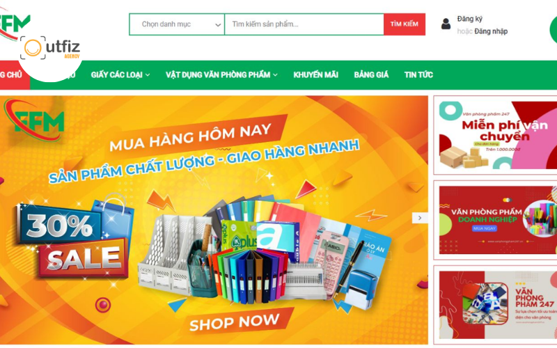 Thiết kế website văn phòng phẩm chuẩn SEO, giao diện đẹp, tối ưu bán hàng đa thiết bị, giúp tăng đơn và xây dựng thương hiệu bền vững cùng Outfiz Agency.
