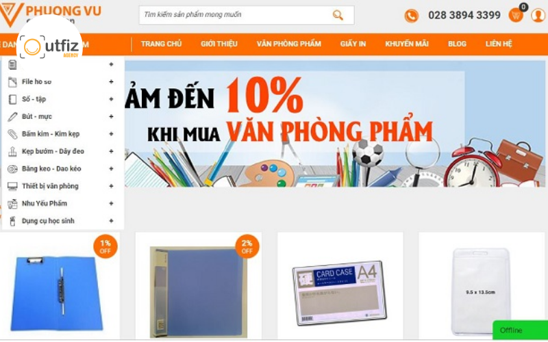 Thiết kế website văn phòng phẩm chuẩn SEO, giao diện đẹp, tối ưu bán hàng đa thiết bị, giúp tăng đơn và xây dựng thương hiệu bền vững cùng Outfiz Agency.