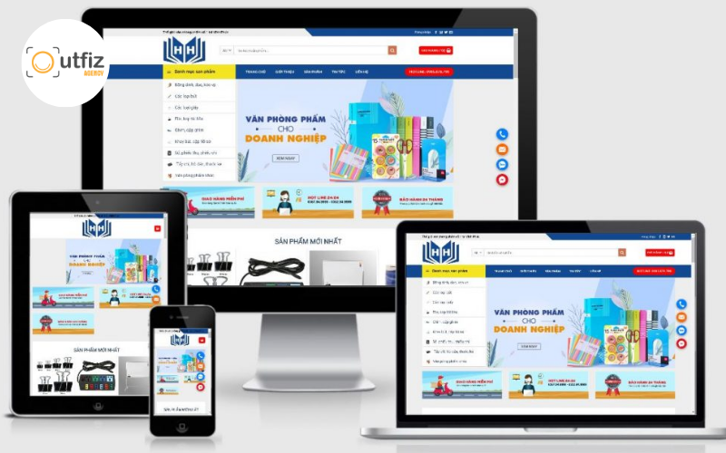 Thiết kế website văn phòng phẩm chuẩn SEO, giao diện đẹp, tối ưu bán hàng đa thiết bị, giúp tăng đơn và xây dựng thương hiệu bền vững cùng Outfiz Agency.
